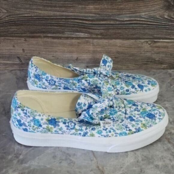 New Vans Womens Authentic Knot Ditsy Floral Blue Slip On Shoes Size 7.5 Feminine - Picture 4 of 9
